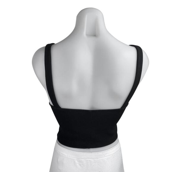 Zara Women's Black Sleeveless Square Neck Cami Bandeau Crop Corset Tank Top Sz S - Picture 2 of 3